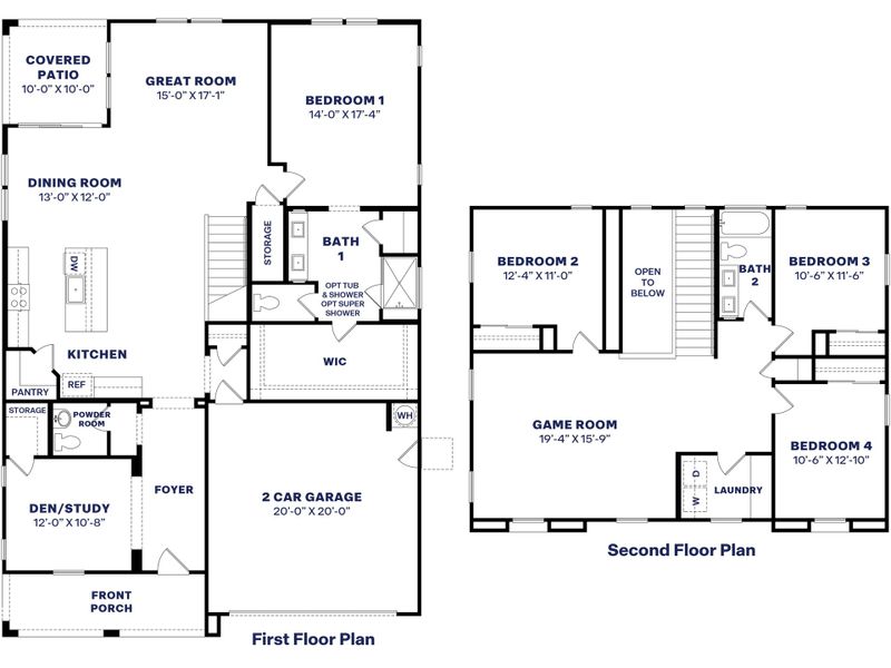 2D floor plan layout for the Yellowstone by D.R. Horton in Westpark, Buckeye, AZ (Image 3).