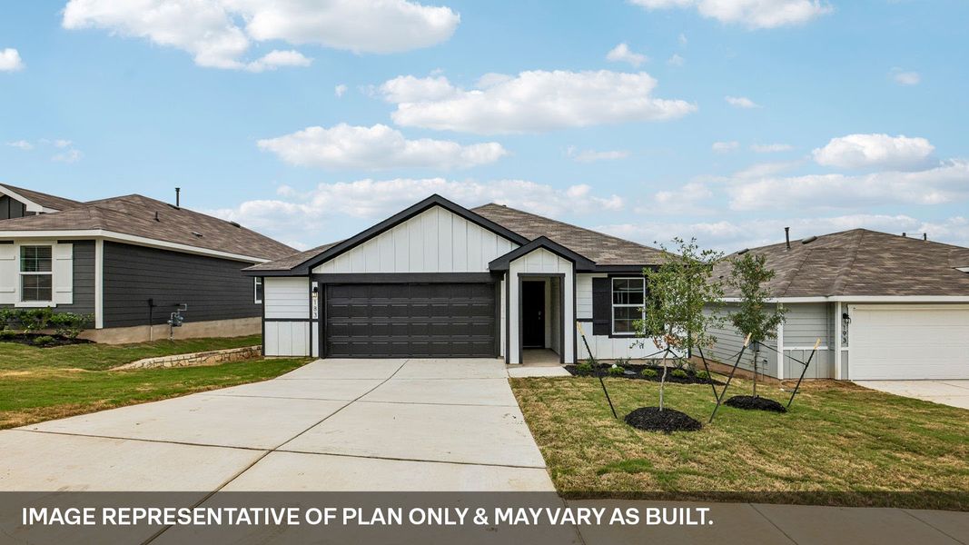 Representative exterior photo of a completed home built from the The Gaven by D.R. Horton in Talavera, Kyle, TX (Image 2). Representative exterior photo of a completed home built from the The Gaven by D.R. Horton in Talavera, Kyle, TX (Image 2).