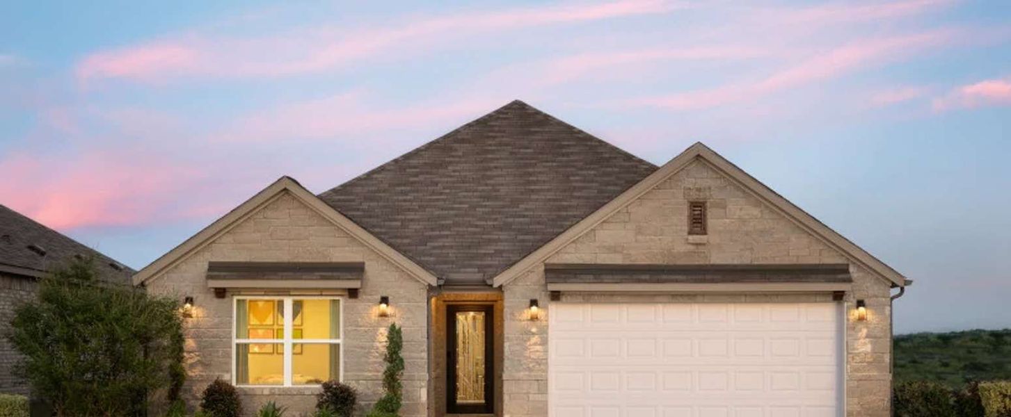 Representative exterior photo of a completed home built from the Manchester II by Ashton Woods in Willow Springs, Buda, TX (Image 2).