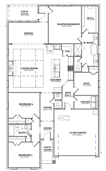 2D floor plan layout of this home in The Bluffs At Parks Of Aledo, Aledo, TX (Image 2).