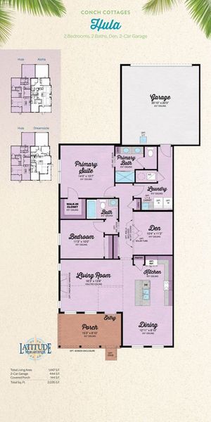 2D floor plan layout for the Hula by Minto Communities in Latitude Margaritaville Watersound, Panama City Beach, FL (Image 2).