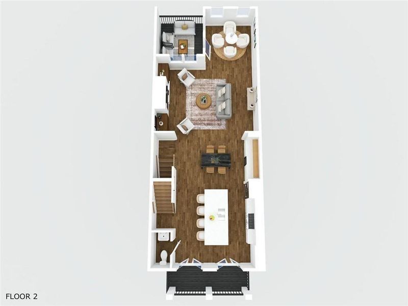 2D floor plan layout of this home in Towns on Thompson, Alpharetta, GA (Image 6).