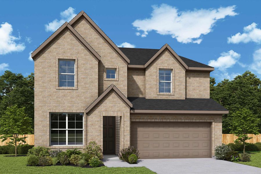 Representative exterior photo of a completed home built from the The Dahlia by David Weekley Homes in Audubon - Terrace Collection, Magnolia, TX (Image 2).
