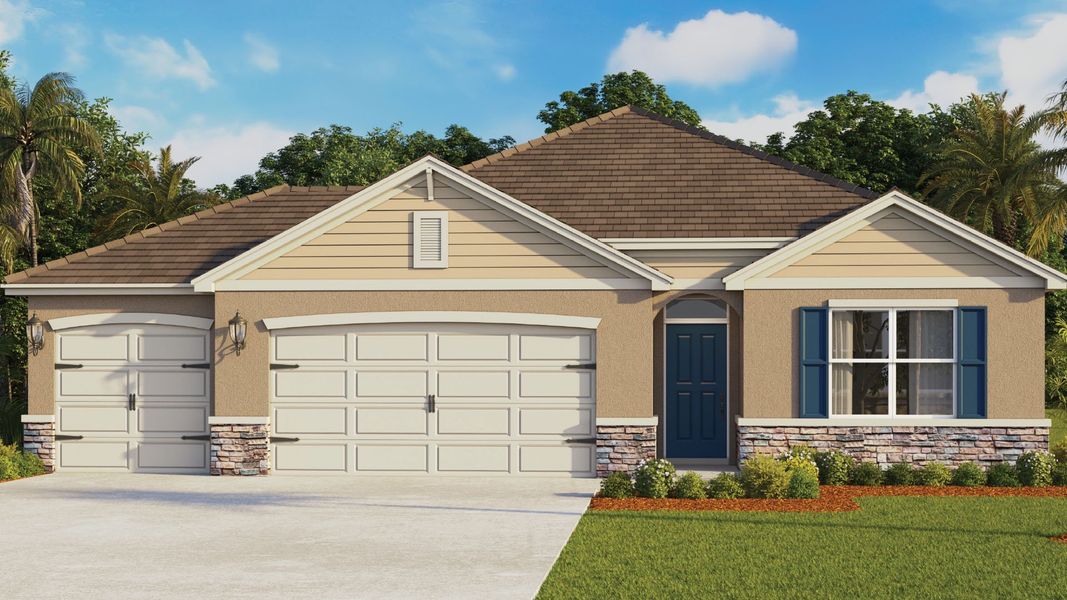 Representative exterior photo of a completed home built from the CALI by D.R. Horton in Tides Edge, Ormond Beach, FL (Image 2).