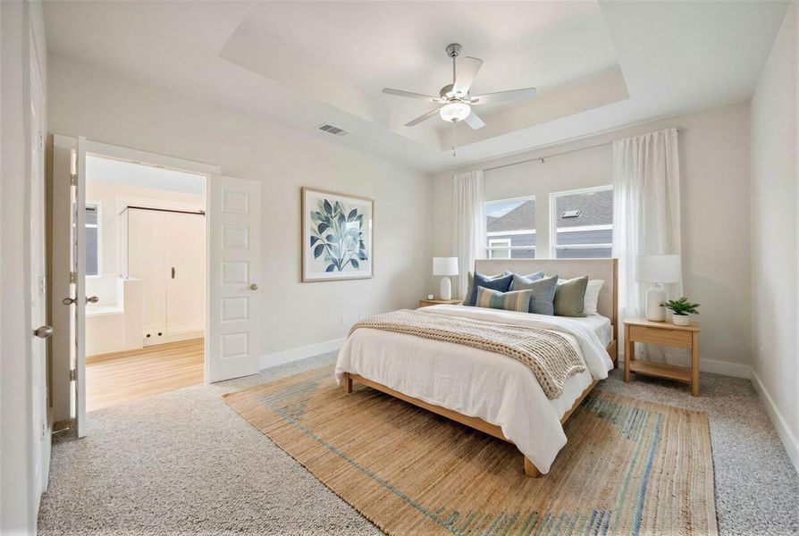 Virtually staged representation of the Primary Bedroom.