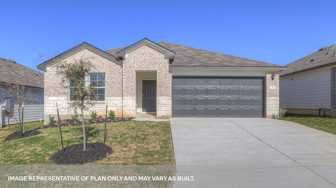 Representative exterior photo of a completed home built from the The Irvine by D.R. Horton in Arroyo Ranch, Seguin, TX (Image 2). Representative exterior photo of a completed home built from the The Irvine by D.R. Horton in Arroyo Ranch, Seguin, TX (Image 2).