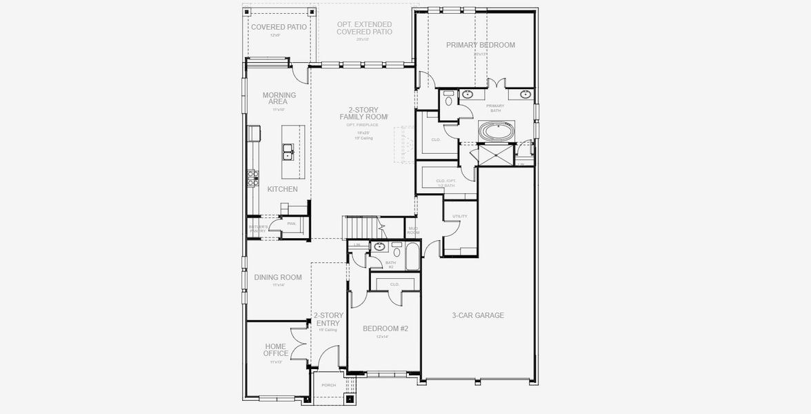 2D floor plan layout for the 3546W by Perry Homes in The Highlands 60', Porter, TX (Image 3). 2D floor plan layout for the 3546W by Perry Homes in The Highlands 60', Porter, TX (Image 3).