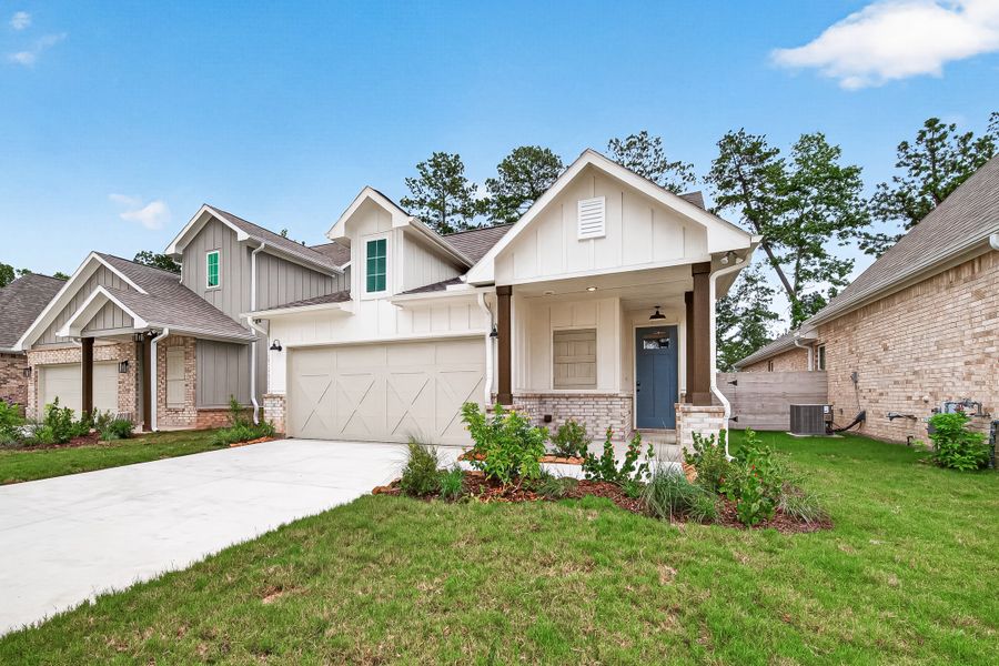 Front exterior of a new home in Two Step Farm, Montgomery, TX, highlighting curb appeal (Image 22).