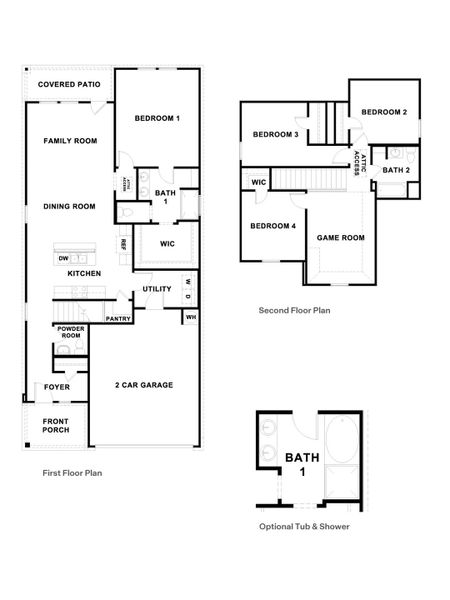 2D floor plan layout for the The Hanna by D.R. Horton in Mayfair, New Braunfels, TX (Image 3).
