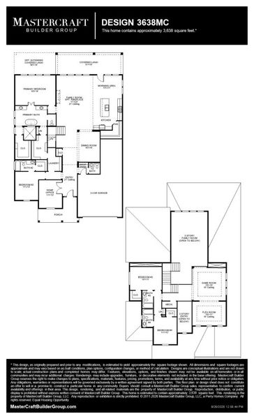 2D floor plan layout for the 3638MC by MasterCraft Builder Group in Madeira, St. Augustine, FL (Image 3). 2D floor plan layout for the 3638MC by MasterCraft Builder Group in Madeira, St. Augustine, FL (Image 3).