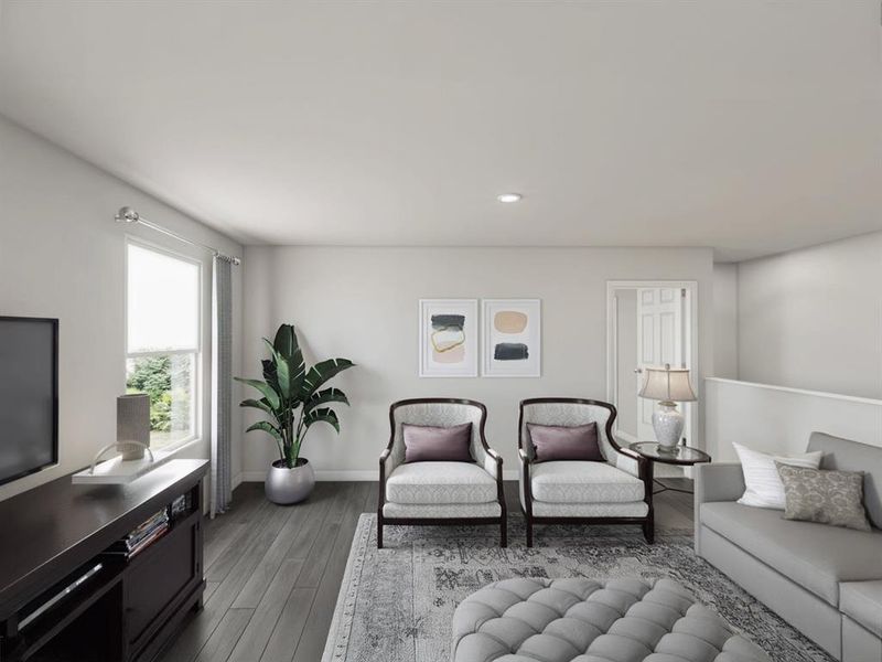 Furnished interior view inside a new home in Villages of Mayfield, Cleburne (Image 8). Furnished interior view inside a new home in Villages of Mayfield, Cleburne (Image 8).