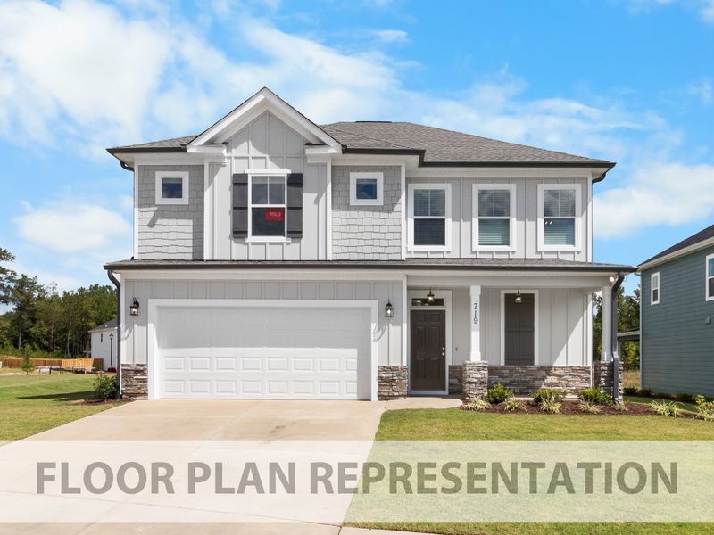 The Ridgeway II Plan by Ivey Homes | Front Exterior Floor Plan Representation