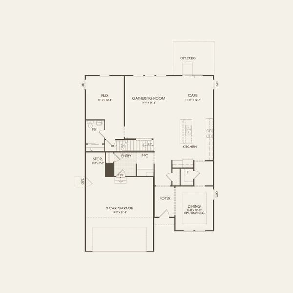 2D floor plan layout for the Oakhurst by Pulte Homes in Double Branch, Middleburg, FL (Image 5).