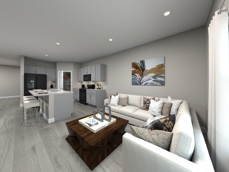 Furnished interior view inside a new home in The Meadow at Crossprairie Bungalows, St. Cloud (Image 3).