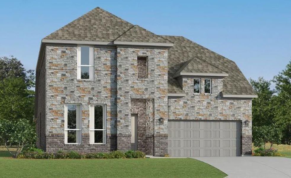 Front exterior of a new home in The Grand Prairie, Hockley, TX, highlighting curb appeal (Image 2).