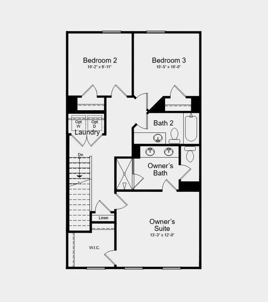 2D floor plan layout for the Greystone by Taylor Morrison in Buffalo Townes, Garner, NC (Image 6).