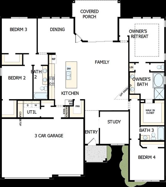 2D floor plan layout of this home in Northshore at Lakewood Village - Garden Series, Lakewood Village, TX (Image 5). 2D floor plan layout of this home in Northshore at Lakewood Village - Garden Series, Lakewood Village, TX (Image 5).
