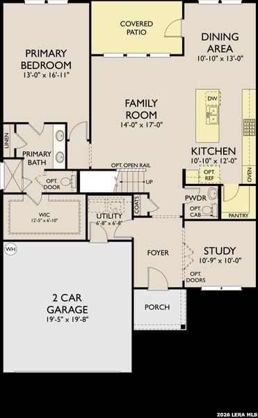 2D floor plan layout of this home in The Wilder, Adkins, TX (Image 3).