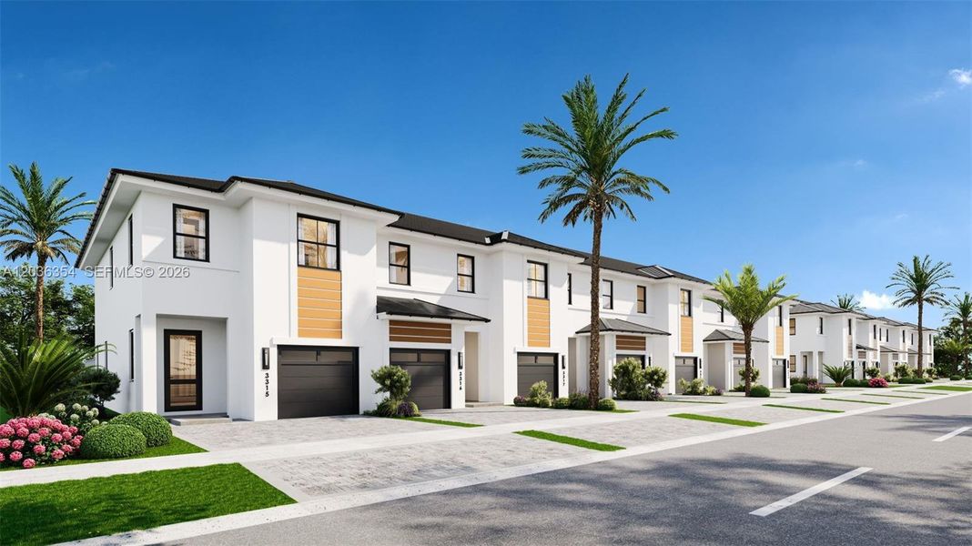 Front exterior of a new home in , Miami, FL, highlighting curb appeal (Image 1). Front exterior of a new home in , Miami, FL, highlighting curb appeal (Image 1).