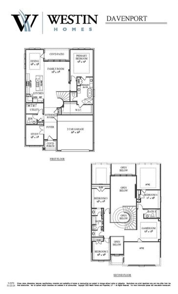 2D floor plan layout of this home in Grand Central Park – 50', Conroe, TX (Image 3).