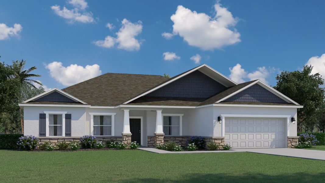 Representative exterior photo of a completed home built from the Charlotte by Holiday Builders in Palm Bay, Palm Bay, FL (Image 14).