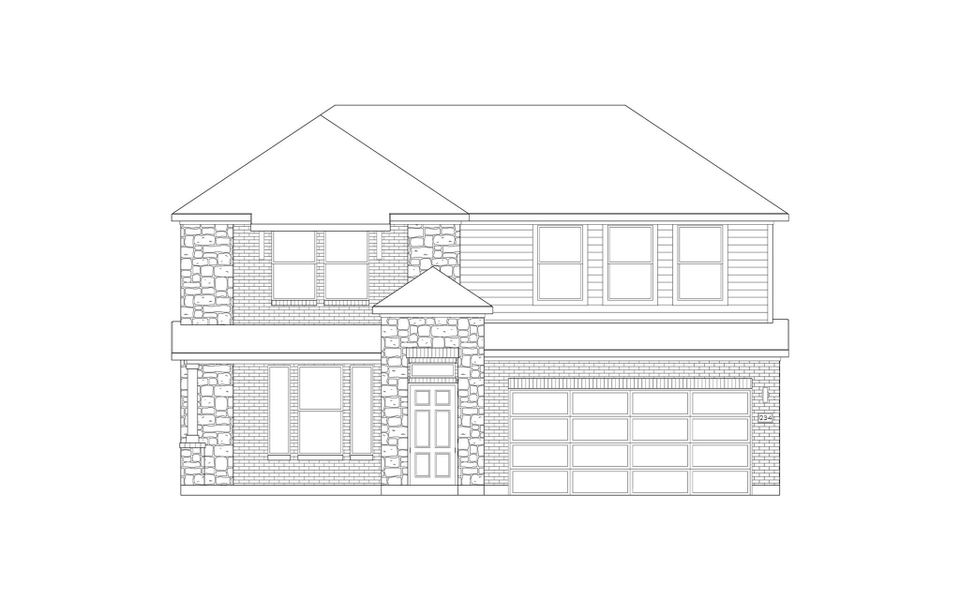 Exterior rendering of this home design in Prairie Winds, Hutto, TX (Image 4). Exterior rendering of this home design in Prairie Winds, Hutto, TX (Image 4).