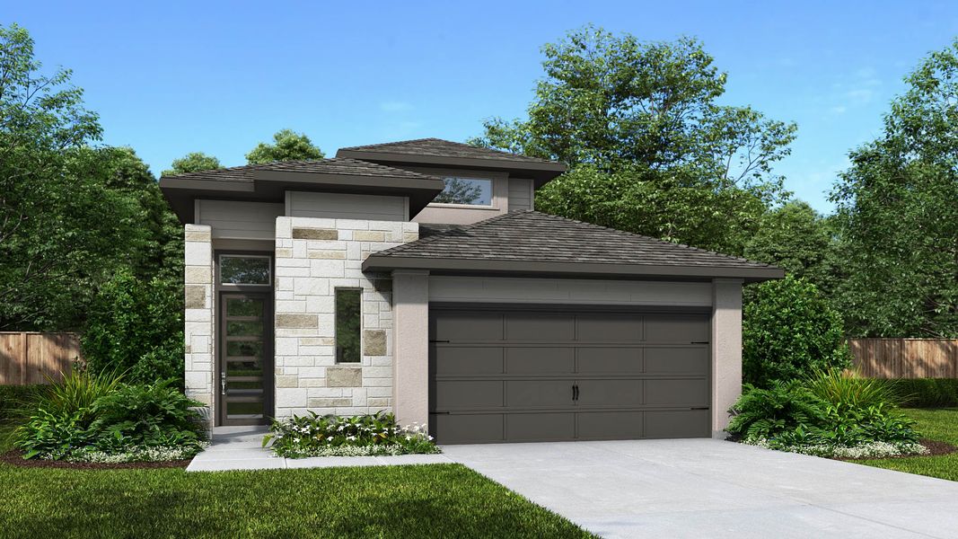 Representative exterior photo of a completed home built from the 1642O by Perry Homes in Solms Landing 45', New Braunfels, TX (Image 3). Representative exterior photo of a completed home built from the 1642O by Perry Homes in Solms Landing 45', New Braunfels, TX (Image 3).