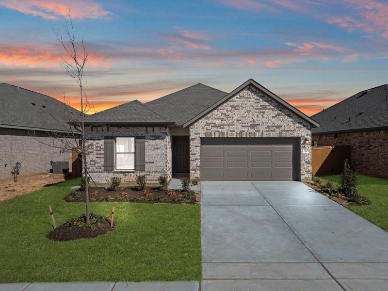 Front exterior of a new home in Cypress Green, Hockley, TX, highlighting curb appeal (Image 22).