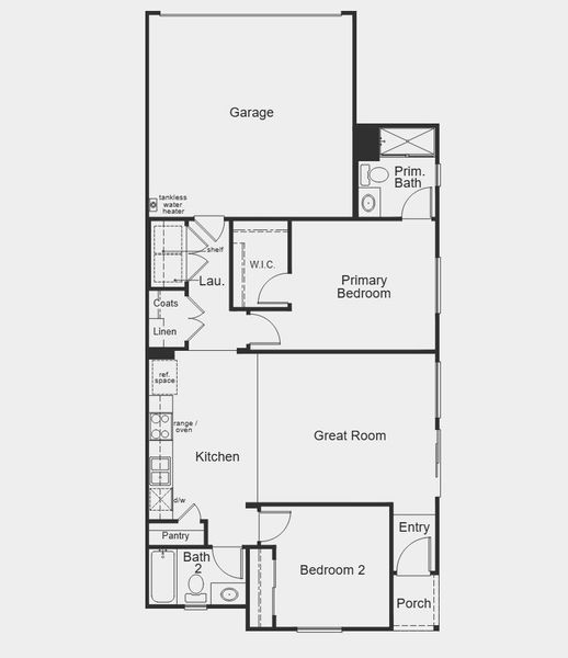 2D floor plan layout for the 0979 by KB Home in Enclaves at Tumamoc, Tucson, AZ (Image 3).