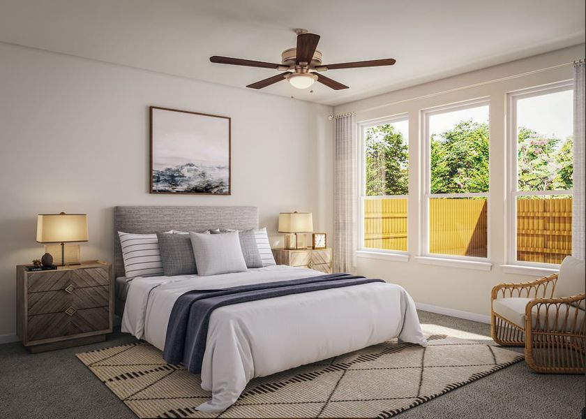 Furnished interior view inside a new home in Terrace Collection at Lariat, Liberty Hill (Image 12). Furnished interior view inside a new home in Terrace Collection at Lariat, Liberty Hill (Image 12).