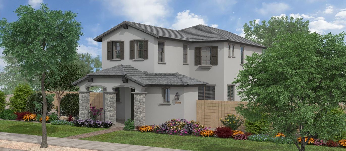 Representative exterior photo of a completed home built from the Californian by Fulton Homes in San Francisco at Prasada, Surprise, AZ (Image 5).