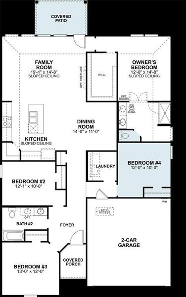 2D floor plan layout of this home in Sanderos, Fort Worth, TX (Image 2).