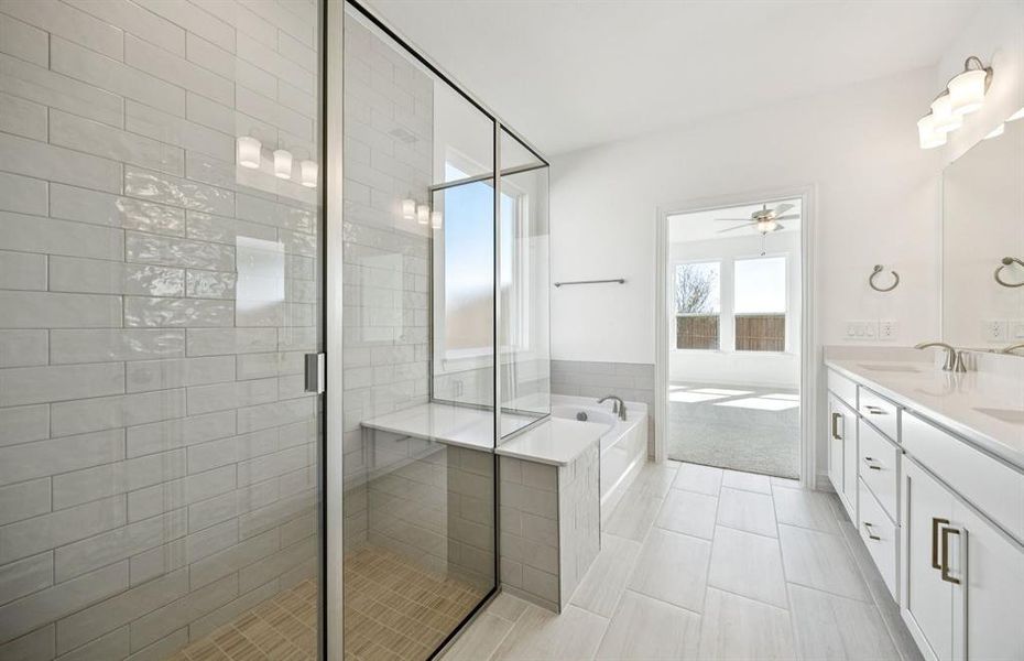 Owner's bath with large shower and double vanity Owner's bath with large shower and double vanity