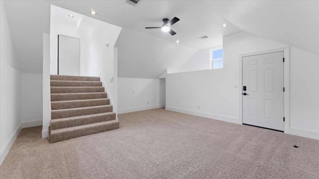 Den with garage access