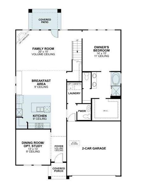 2D floor plan layout of this home in Lily Creek at Sutton Fields, Aubrey, TX (Image 3).
