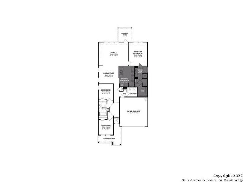 2D floor plan layout of this home in Hunter's Ranch, San Antonio, TX (Image 2).