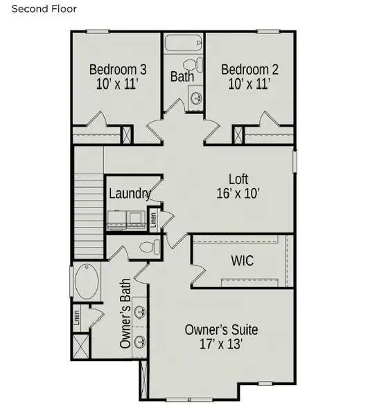 2D floor plan layout of this home in The Exchange, Vass, NC (Image 3).