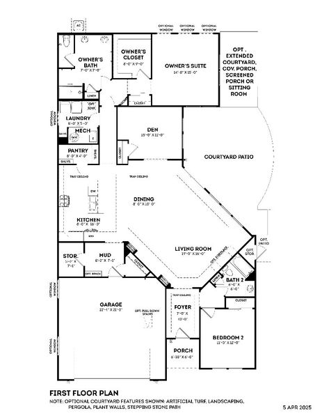 2D floor plan layout of this home in The Courtyards at Oak Grove, Durham, NC (Image 18).