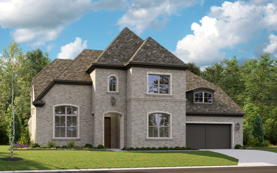 Representative exterior photo of a completed home built from the 6051 by Tradition Homes in StarView, Prosper, TX (Image 25).