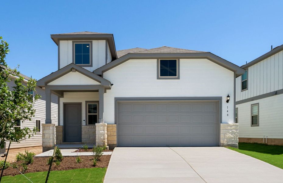 Front exterior of a new home in Sonterra, Jarrell, TX, highlighting curb appeal (Image 20). Front exterior of a new home in Sonterra, Jarrell, TX, highlighting curb appeal (Image 20).