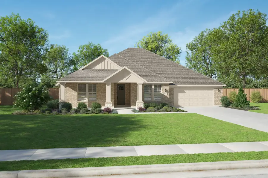 Representative exterior photo of a completed home built from the Summit by Centre Living Homes in Ellis Ranch Manors, Waxahachie, TX (Image 5). Representative exterior photo of a completed home built from the Summit by Centre Living Homes in Ellis Ranch Manors, Waxahachie, TX (Image 5).