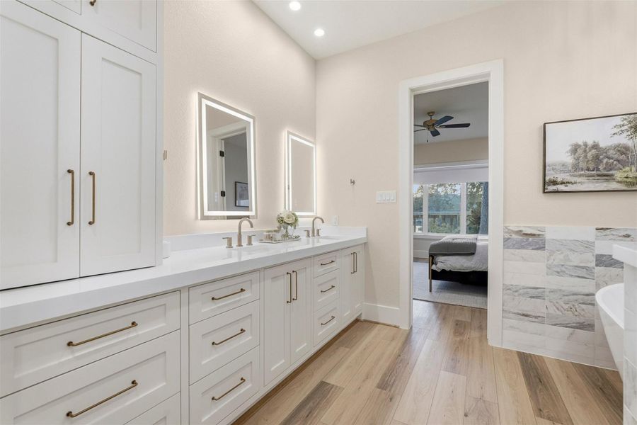 Double Vanity in Primary with Backlight Mirrors