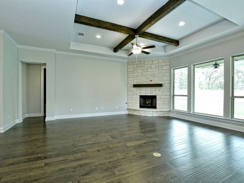 Representative unfurnished interior of a home built from the Madera II by Giddens Homes in Scofield Farms Estates, Georgetown (Image 374).