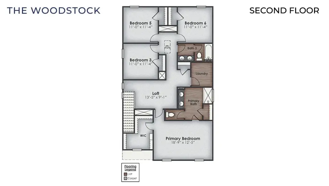 2D floor plan layout of this home in The Highlands at Cedar Hill Landing, Navassa, NC (Image 4).