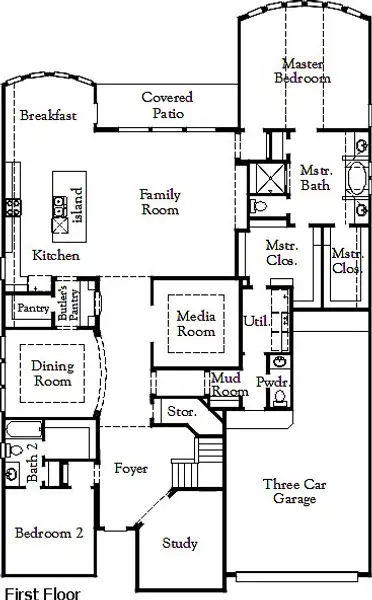 2D floor plan layout for the Kamay - 65 Homesites by Coventry Homes in Colton, Todd Mission, TX (Image 3).