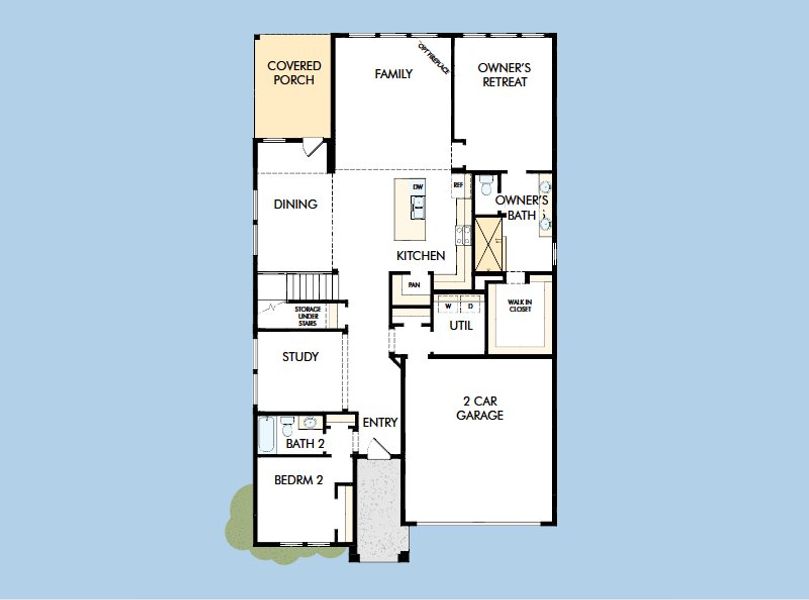 2D floor plan layout for the The Myrtle by David Weekley Homes in Meyer Ranch – Select Reserve Series, Canyon Lake, TX (Image 3). 2D floor plan layout for the The Myrtle by David Weekley Homes in Meyer Ranch – Select Reserve Series, Canyon Lake, TX (Image 3).