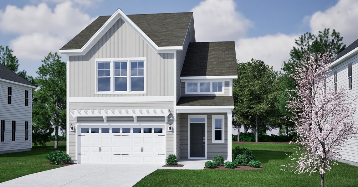 Front exterior of a new home in Landmark Commons, Boiling Springs, SC, highlighting curb appeal (Image 1). Front exterior of a new home in Landmark Commons, Boiling Springs, SC, highlighting curb appeal (Image 1).