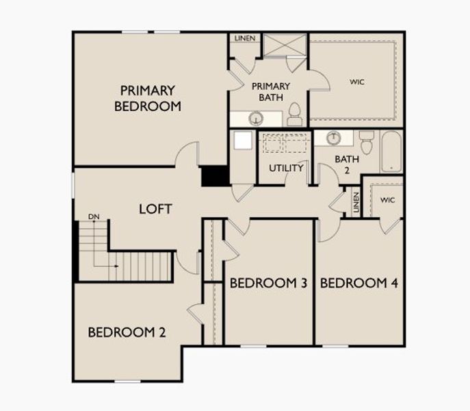 2D floor plan layout of this home in Noble Ridge, Howe, TX (Image 4).