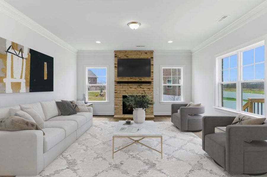 Representative furnished interior of a home built from the Fairfield Lux by Keystone Homes NC in Weybridge, Burlington (Image 19).