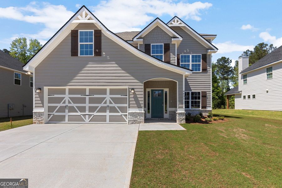 Front exterior of a new home in Juliette Crossing, Forsyth, GA, highlighting curb appeal (Image 26).